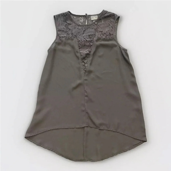 Worthington Black Lace Top Hi low Lightweight Sleeveless Button loop Closure Med - Picture 4 of 7